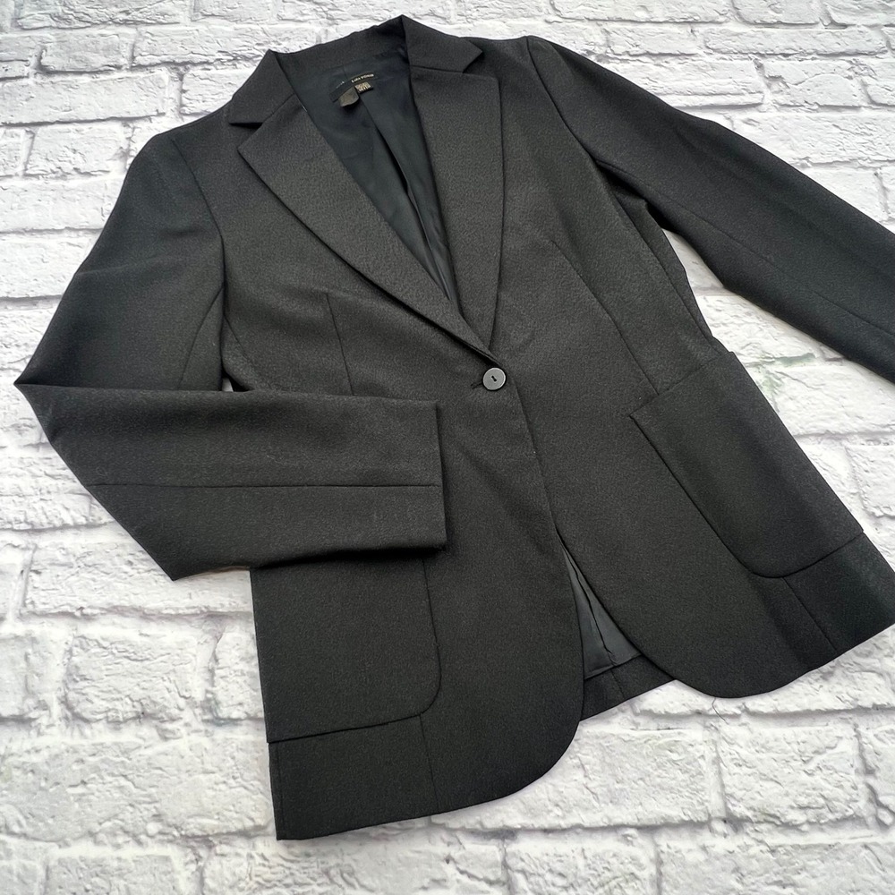 Zara Woman Black Wool Blend Single Button Blazer Professional Jacket Size 8